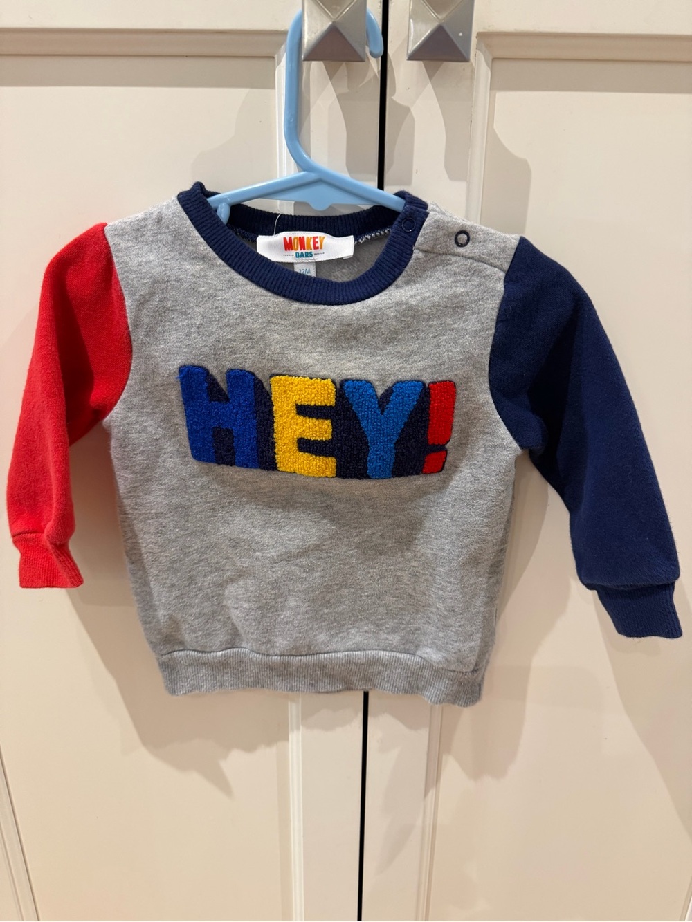 Monkey bars 12m 'HEY!' Colorblock Sweatshirt - Gray with Red & Navy